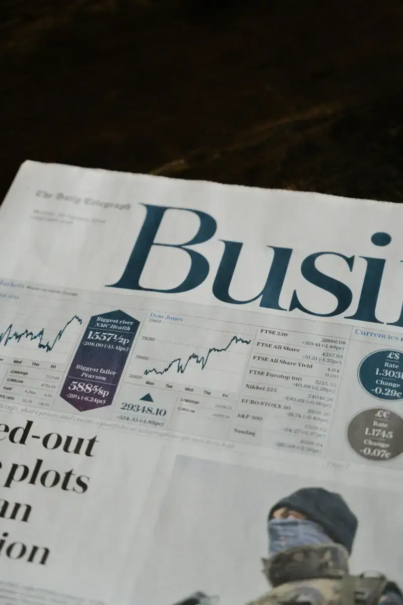 Financial newspaper with market data